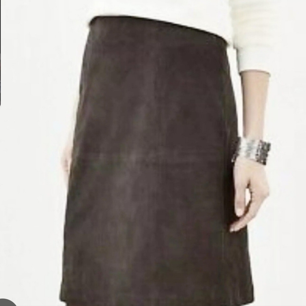 J.Jill Faux Suede Skirt In Walnut Dark Brown Boho Festival Casual 10 NWT